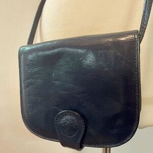 Classic Small Black Italian Leather Crossbody Bag